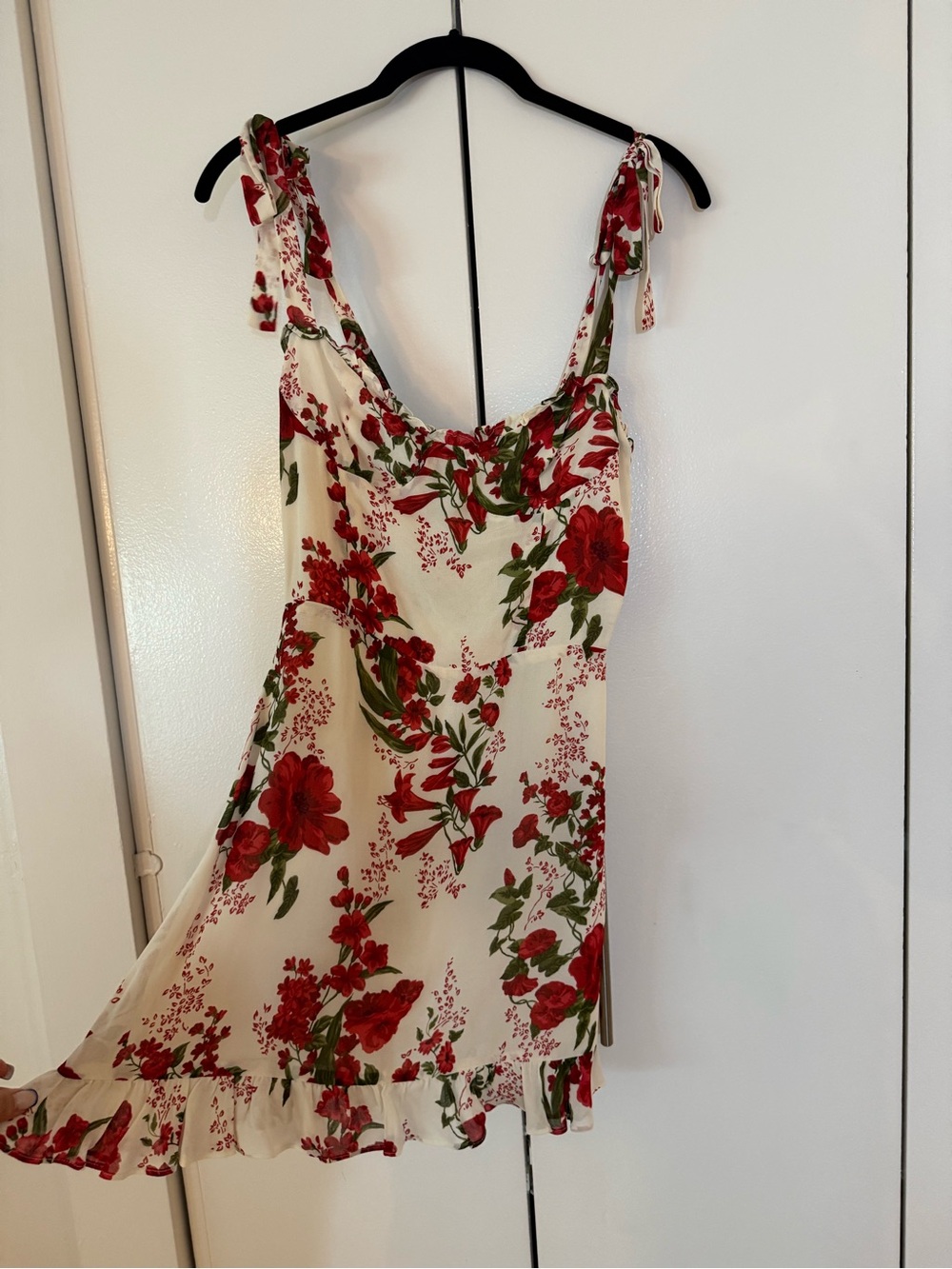 Reformation Dress with Red & Green Floral Print